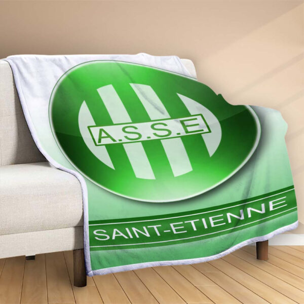 Plaid AS Saint-Etienne 6 Couverture Polaire Plaid Canapé – Image 2