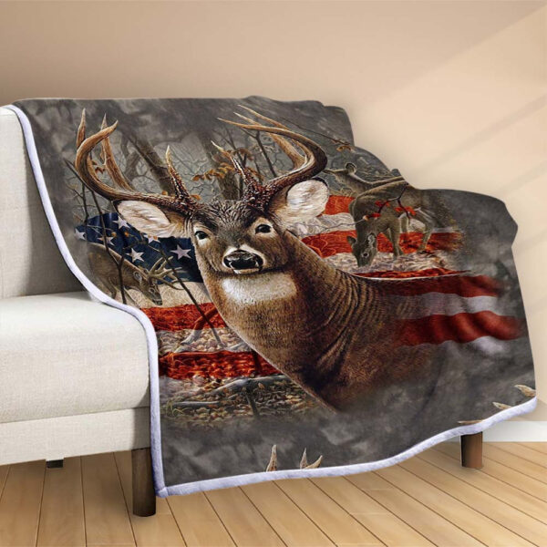 Plaid Chasse au cerf américain Couverture Polaire Plaid Canapé – Image 2