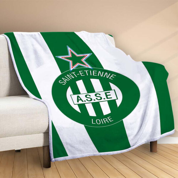 Plaid AS Saint-Etienne 1 Couverture Polaire Plaid Canapé – Image 2