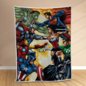 Plaid Avengers contre Justice League Couverture Polaire Plaid Canapé