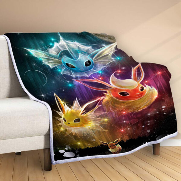 Plaid Tous les Pokémon Évoli Evolutions 1005 Couverture Polaire Plaid Canapé – Image 2