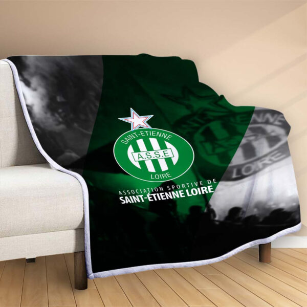 Plaid AS Saint-Etienne 4 Couverture Polaire Plaid Canapé – Image 2