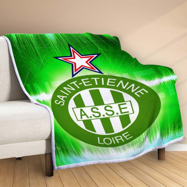 Plaid AS-Saint-Etienne-5 Couverture Polaire Plaid Canapé – Image 2