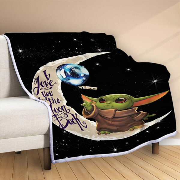 Plaid Bébé Yoda je t'aime jusqu'à la lune et retour Couverture Polaire Plaid Canapé – Image 2
