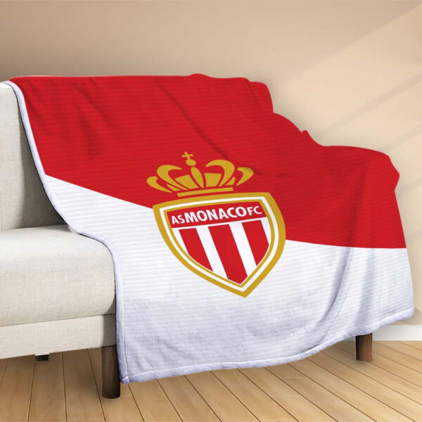 Plaid AS Monaco FC 2 Couverture Polaire Plaid Canapé – Image 2