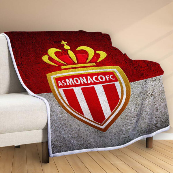 Plaid AS Monaco FC 1 Couverture Polaire Plaid Canapé – Image 2