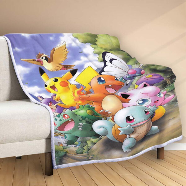 Plaid Tous les Pokémon Mignon 2 Couverture Polaire Plaid Canapé – Image 2