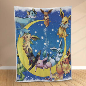 Plaid Toutes les évolutions Évoli Pokémon sur la lune Couverture Polaire Plaid Canapé