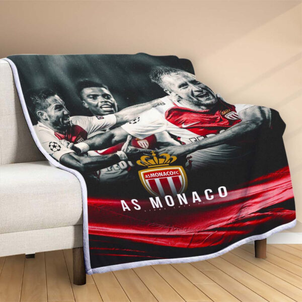 Plaid AS Monaco FC 4 Couverture Polaire Plaid Canapé – Image 2