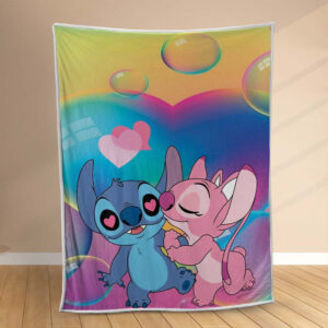 Plaid Disney Stitch et Angle amoureux Couverture Polaire Plaid Canapé