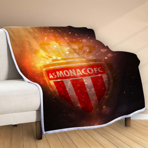Plaid AS Monaco FC 5 Couverture Polaire Plaid Canapé – Image 2