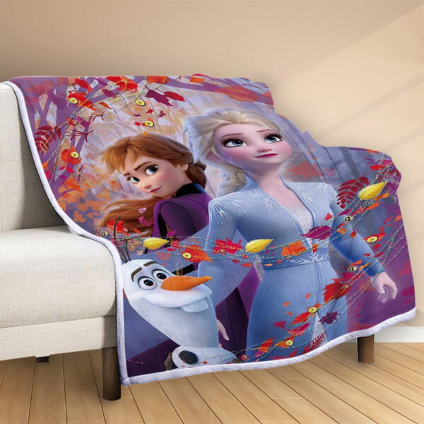 Plaid Anna Elsa Olaf Frozen La Reine des Neiges Disney 1001 Couverture Polaire Plaid Canapé – Image 2