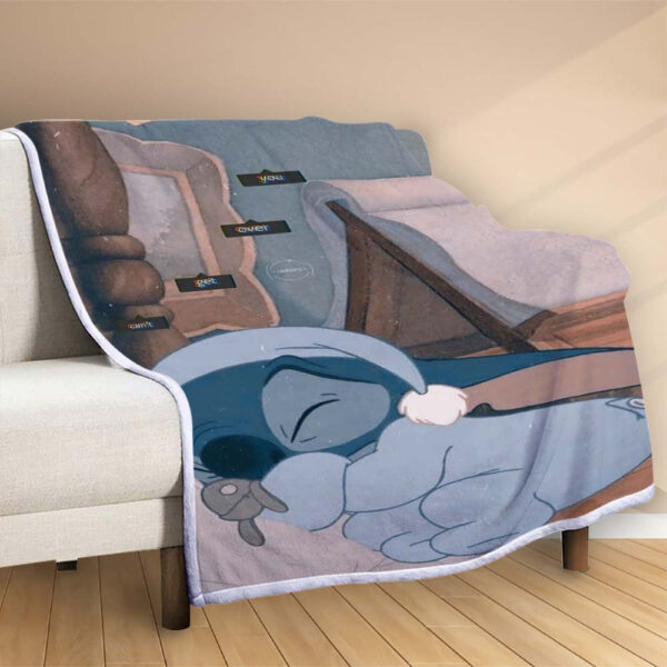 Plaid Disney Stitch mignon endormi Couverture Polaire Plaid Canapé – Image 2