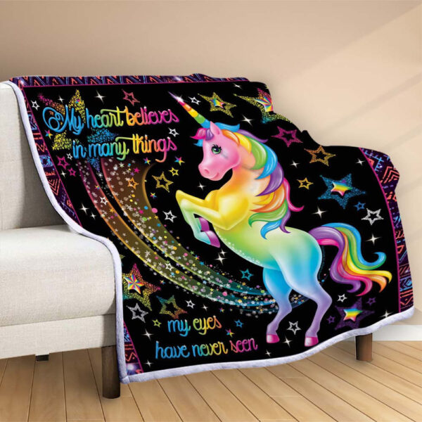 Plaid Licorne colorée 1003 Couverture Polaire Plaid Canapé – Image 2