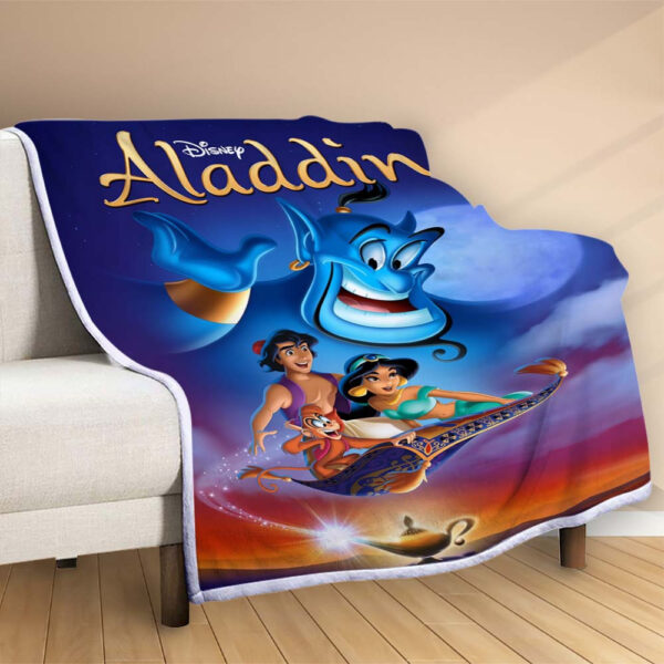 Plaid Disney Aladdin Tous les personnages Couverture Polaire Plaid Canapé – Image 2