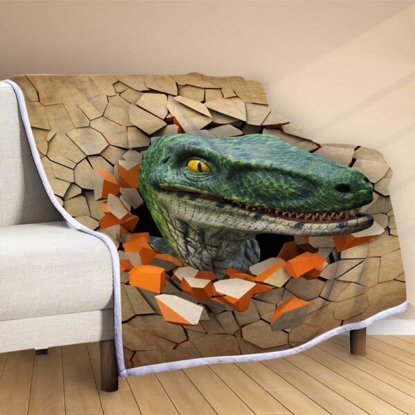 Plaid Dinosaure 3D Narré Trick Art Couverture Polaire Plaid Canapé – Image 2