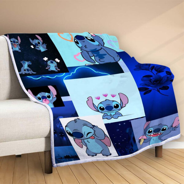 Plaid Disney Stitch Mignon Couverture Polaire Plaid Canapé – Image 2
