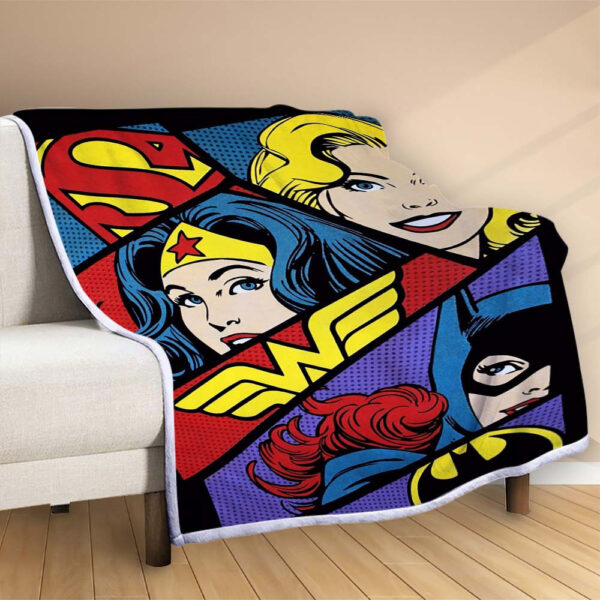 Plaid DC Comic Superman Wonder Woman Couverture Polaire Plaid Canapé – Image 2
