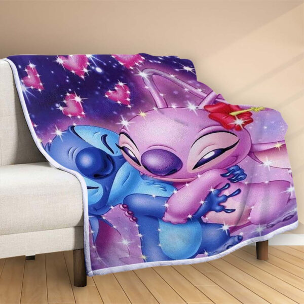 Plaid Disney Stitch et Angle amoureux3 Couverture Polaire Plaid Canapé – Image 2
