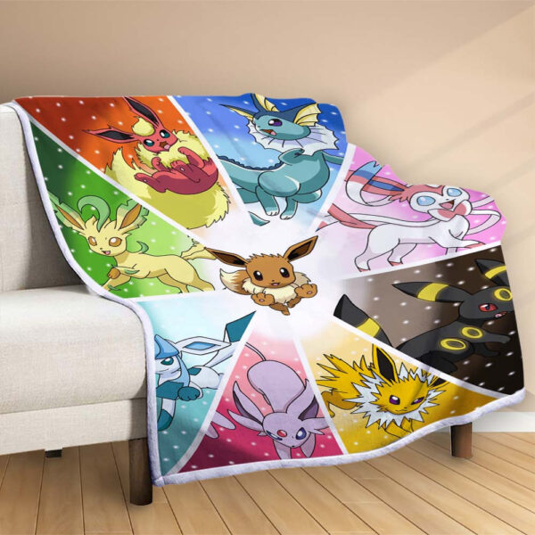 Plaid Combinaison Eevee Pokemon Couverture Polaire Plaid Canapé – Image 2