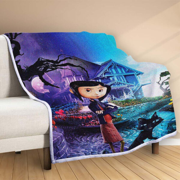 Plaid Coraline Halloween Couverture Polaire Plaid Canapé – Image 2