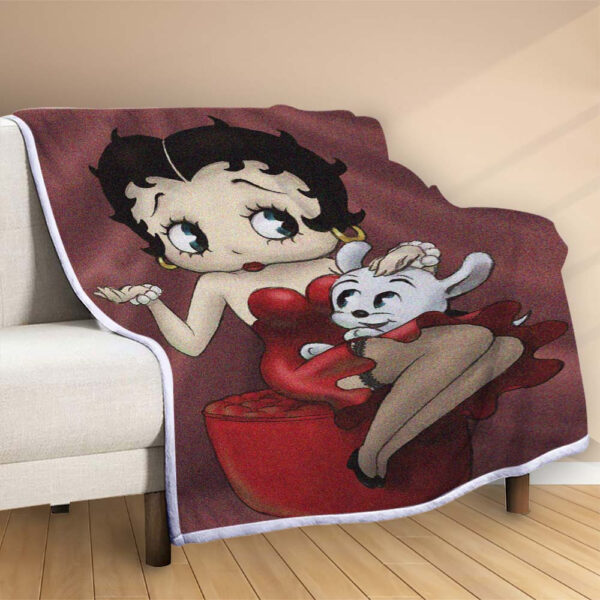 Plaid Betty Boop avec chien Couverture Polaire Plaid Canapé – Image 2