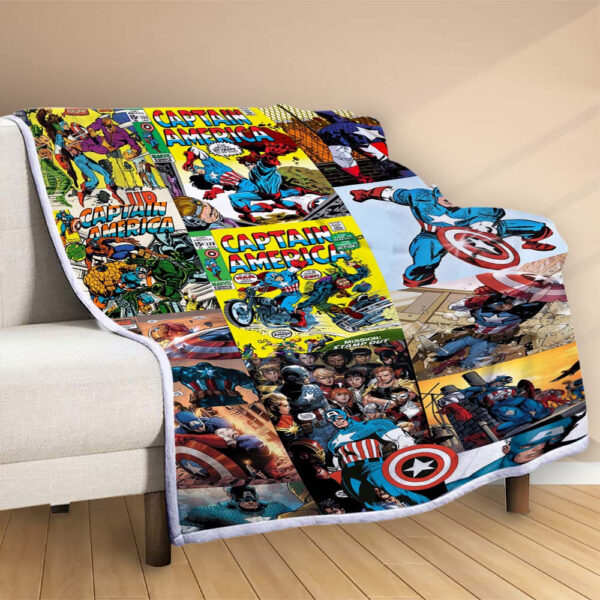 Plaid Captain America Super Héros Couverture Polaire Plaid Canapé – Image 2