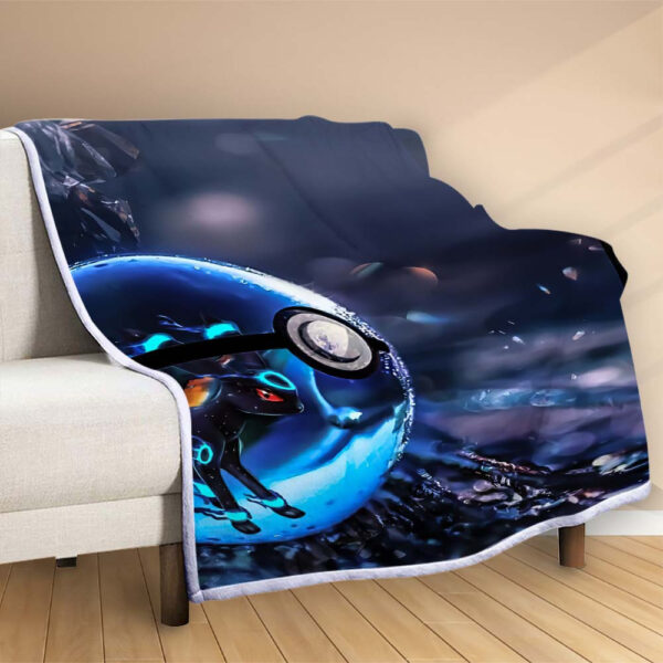 Plaid Pokémon Pokeball Évolution Bleue Couverture Polaire Plaid Canapé – Image 2