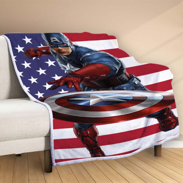 Plaid Lancer de bouclier Captain America Couverture Polaire Plaid Canapé – Image 2