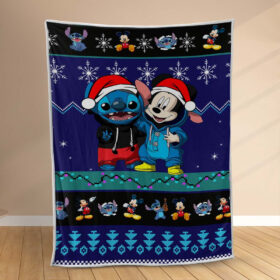 Plaid Disney Stitch et Mickey heureux à Halloween Couverture Polaire Plaid Canapé
