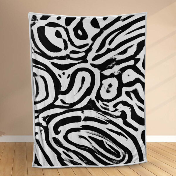 Plaid Motif Zèbre Blanc Noir Couverture Polaire Plaid Canapé
