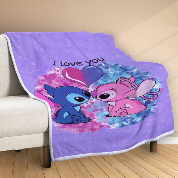 Plaid Disney Stitch et Angle amoureux 2 Couverture Polaire Plaid Canapé – Image 2