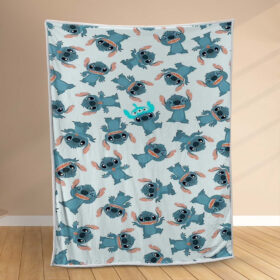 Plaid Disney Stitch avec chapeau bleu Couverture Polaire Plaid Canapé