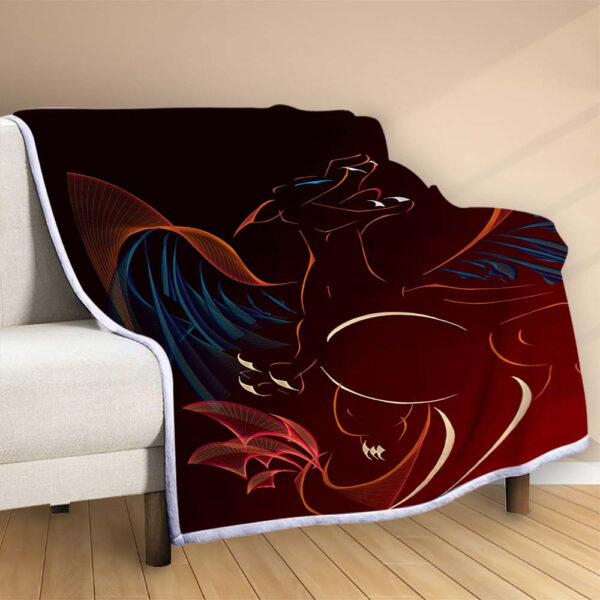 Plaid Art Pokemon Dracaufeu Couverture Polaire Plaid Canapé – Image 2