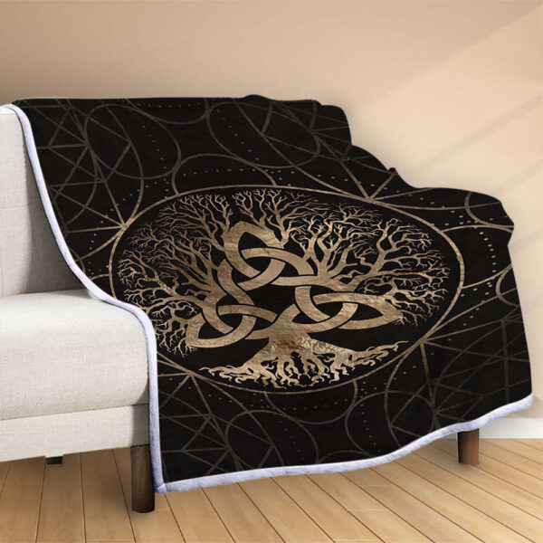 Plaid Arbre de vie celtique Couverture Polaire Plaid Canapé – Image 2