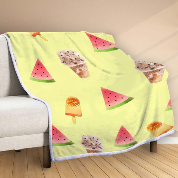 Plaid Idées de motif de pastèque crème pour la décoration de la chambre des enfants Couverture Polaire Plaid Canapé – Image 2