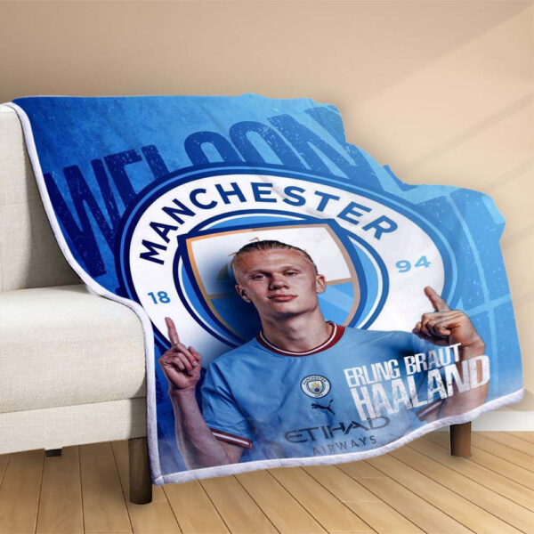 Plaid Haaland Manchester CityMC FC 2 Couverture Polaire Plaid Canapé – Image 2