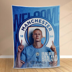 Plaid Haaland Manchester CityMC FC 2 Couverture Polaire Plaid Canapé