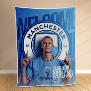 Plaid Haaland Manchester CityMC FC 2 Couverture Polaire Plaid Canapé