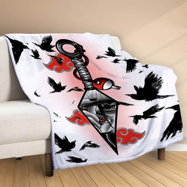 Plaid Itachi Uchiwa Akatsuki 1005 Couverture Polaire Plaid Canapé – Image 2