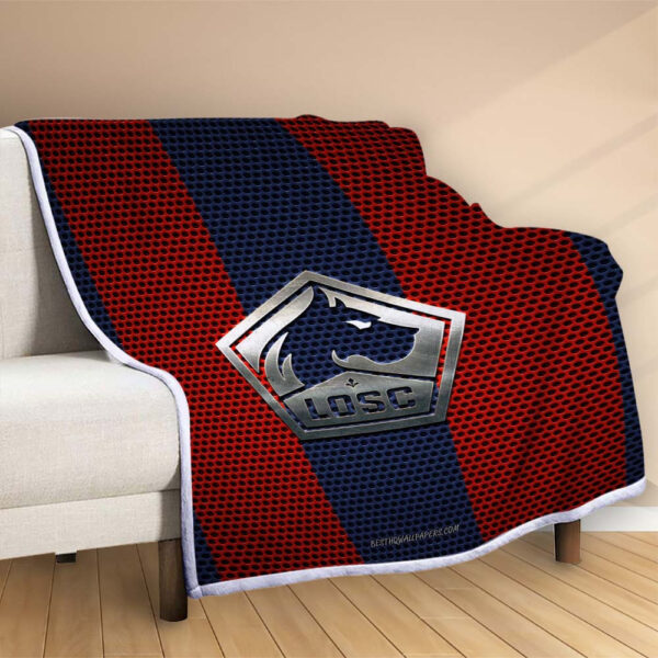 Plaid LOSC Lille OSC FC 9 Couverture Polaire Plaid Canapé – Image 2