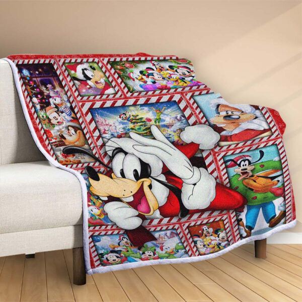 Plaid Dingo et Mickey Mouse Joyeux Noël Couverture Polaire Plaid Canapé – Image 2