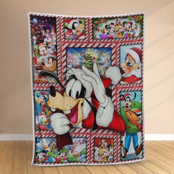 Plaid Dingo et Mickey Mouse Joyeux Noël Couverture Polaire Plaid Canapé