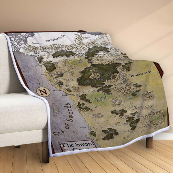 Plaid Royaumes oubliés La carte de Sword Coast Couverture Polaire Plaid Canapé – Image 2