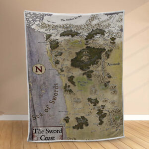 Plaid Royaumes oubliés La carte de Sword Coast Couverture Polaire Plaid Canapé