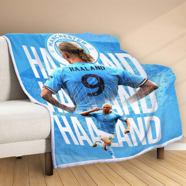 Plaid Haaland Manchester City MC FC Couverture Polaire Plaid Canapé – Image 2