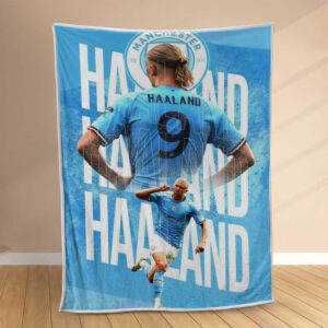 Plaid Haaland Manchester City MC FC Couverture Polaire Plaid Canapé