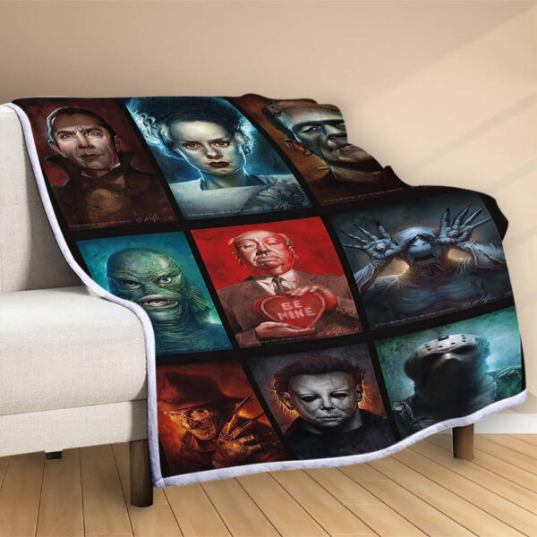 Plaid Horror Villain Characters Spécial Halloween Couverture Polaire Plaid Canapé – Image 2