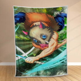 Plaid Inosuke Demon Slayer Kimetsu no Yaiba Couverture Polaire Plaid Canapé