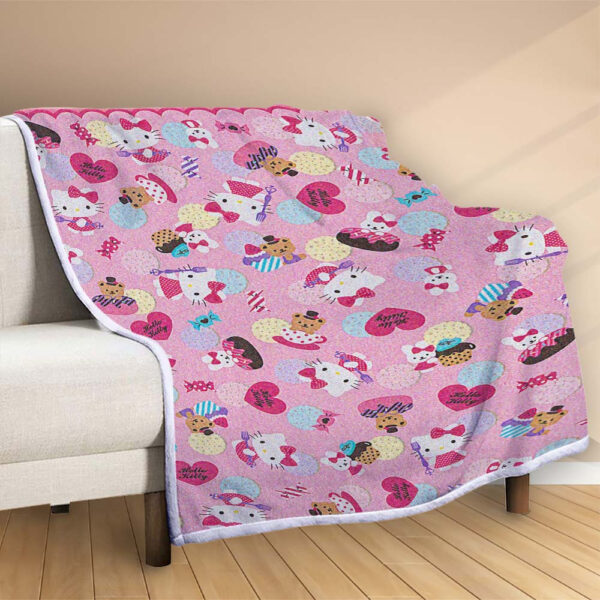 Plaid Hello Kitty rose motif Couverture Polaire Plaid Canapé – Image 2